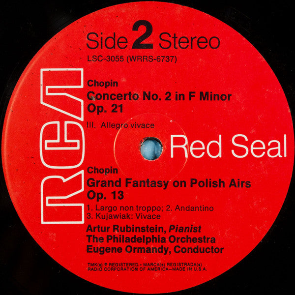 Arthur Rubinstein, The Philadelphia Orchestra, Eugene Ormandy : Frédéric Chopin : Concerto No. 2 In F Minor / Grand Fantasy On Polish Airs (LP, Album)