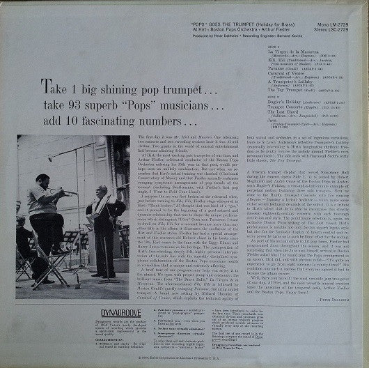 Al Hirt / Boston Pops Orchestra / Arthur Fiedler : "Pops" Goes The Trumpet (Holiday For Brass) (LP, Album, Roc)