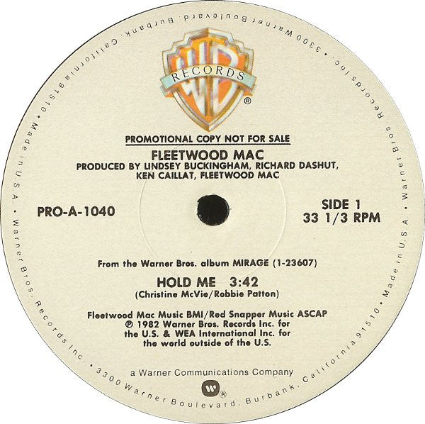 Fleetwood Mac : Hold Me (12", Promo)