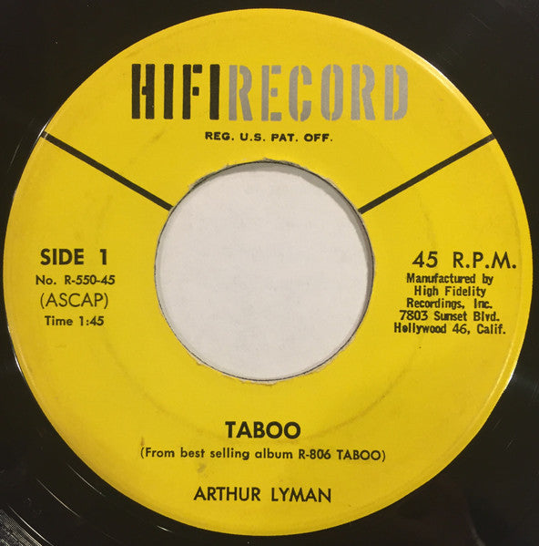Arthur Lyman : Taboo (7", Single, Mono)