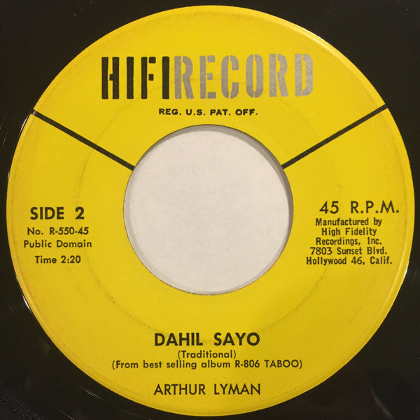 Arthur Lyman : Taboo (7", Single, Mono)