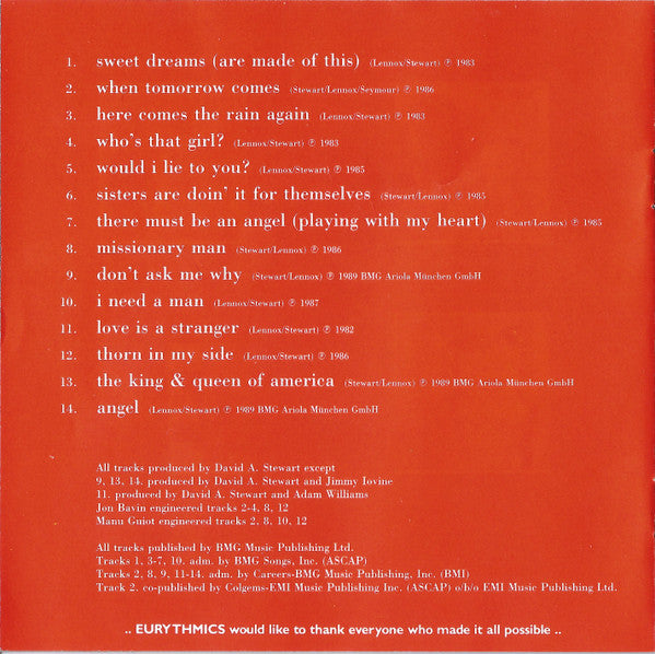 Eurythmics : Greatest Hits (CD, Comp, RP)