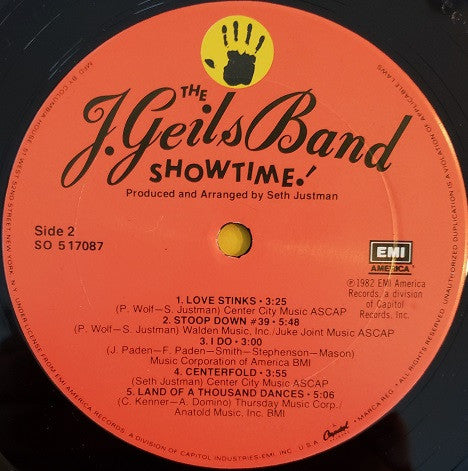 The J. Geils Band : Showtime! (LP, Album, Club, Car)