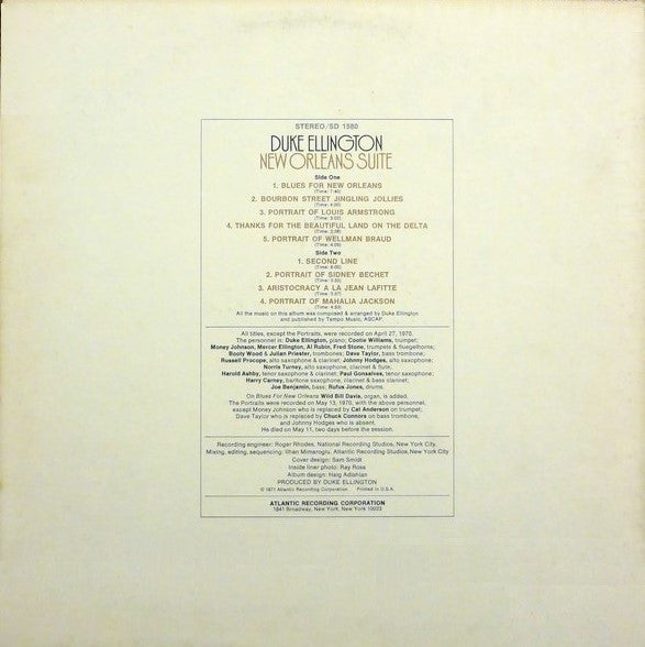 Duke Ellington : New Orleans Suite (LP, Album, Club, PR)