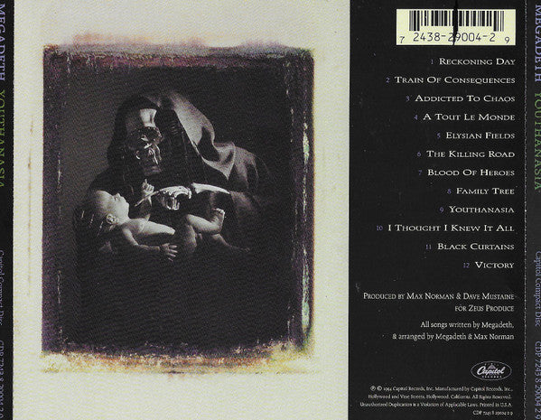 Megadeth : Youthanasia (CD, Album, Promo)