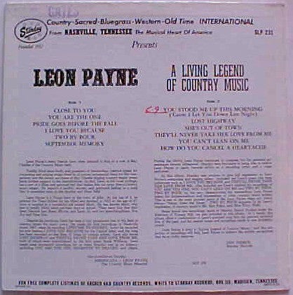 Leon Payne : A Living Legend Of Country Music (LP)