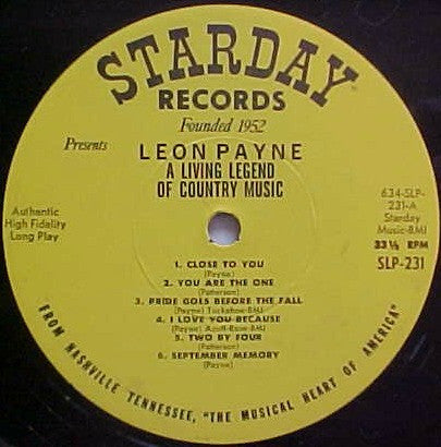 Leon Payne : A Living Legend Of Country Music (LP)