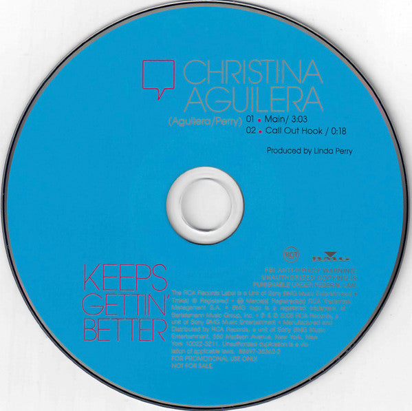 Christina Aguilera : Keeps Gettin' Better (CD, Single, Promo)