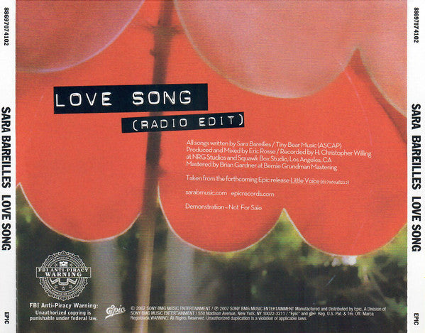 Sara Bareilles : Love Song (CD, Single, Promo)