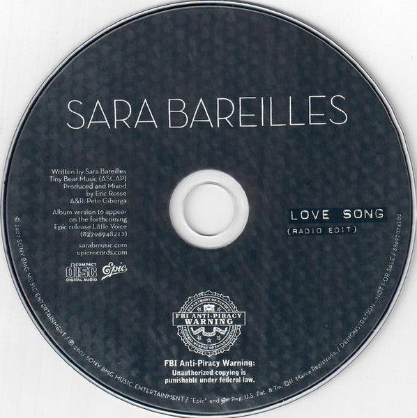 Sara Bareilles : Love Song (CD, Single, Promo)