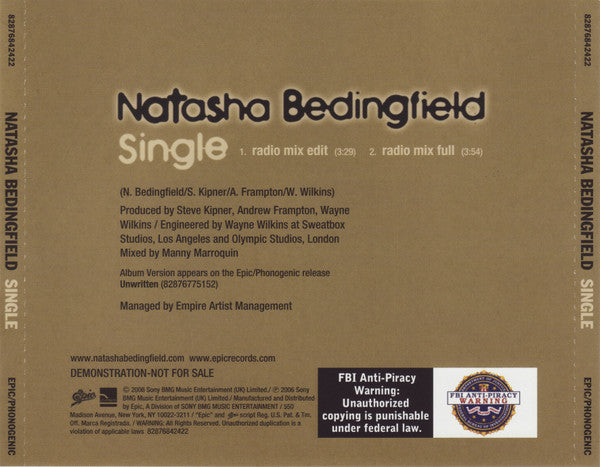 Natasha Bedingfield : Single (CD, Single, Promo)