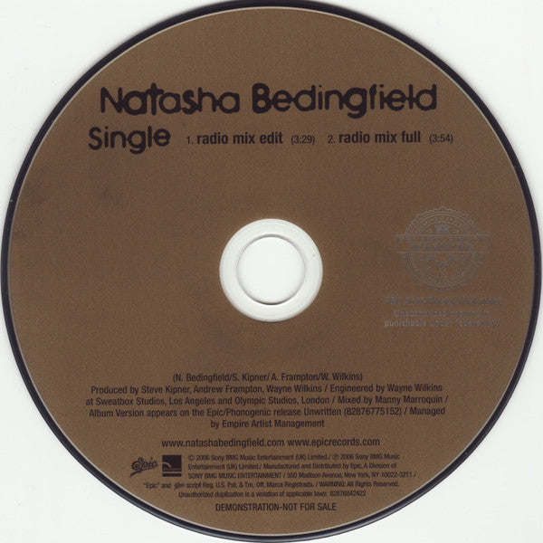 Natasha Bedingfield : Single (CD, Single, Promo)