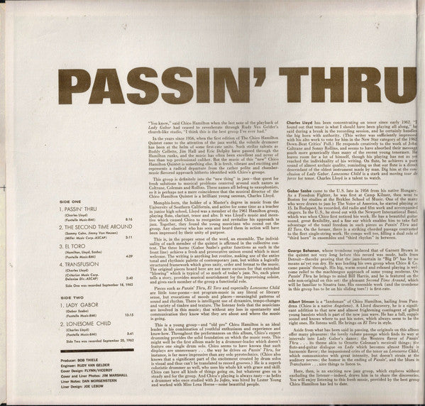 The Chico Hamilton Quintet : Passin' Thru (LP, Album, RP, 196)