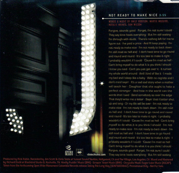 Dixie Chicks : Not Ready To Make Nice (CDr, Single, Promo)