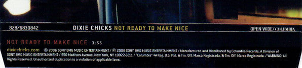 Dixie Chicks : Not Ready To Make Nice (CDr, Single, Promo)