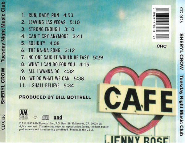 Sheryl Crow : Tuesday Night Music Club (CD, Album, Club, CRC)