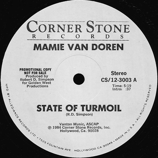 Mamie Van Doren : State Of Turmoil (12", Promo)