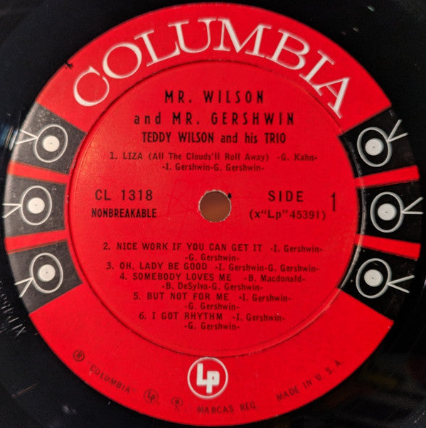 Teddy Wilson Trio : Mr. Wilson And Mr. Gershwin (LP, Album, Mono)