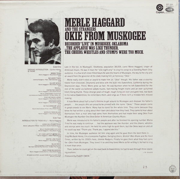 Merle Haggard And The Strangers (5) : Okie From Muskogee (Recorded "Live" In Muskogee, Oklahoma) (LP, Album, Win)