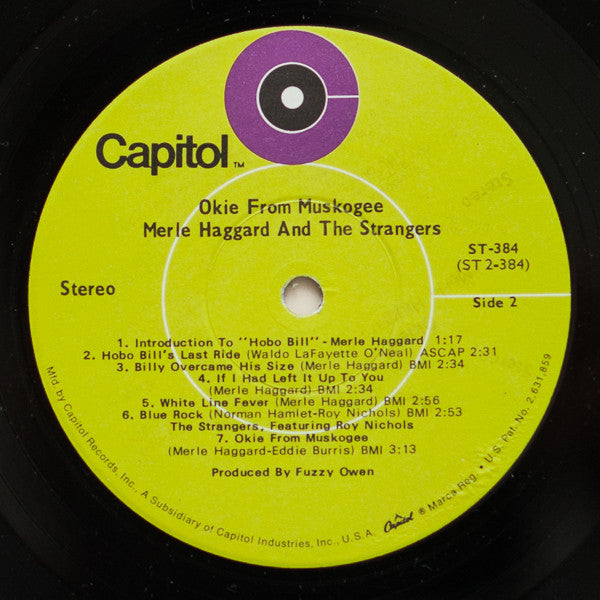 Merle Haggard And The Strangers (5) : Okie From Muskogee (Recorded "Live" In Muskogee, Oklahoma) (LP, Album, Win)