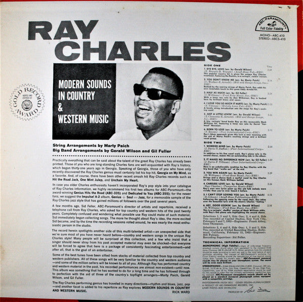Ray Charles : Modern Sounds In Country And Western Music (LP, Album, RE)