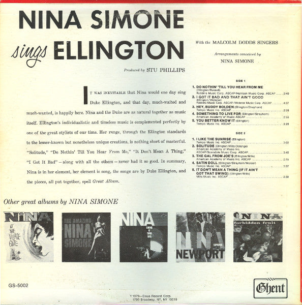 Nina Simone : Nina Simone Sings Ellington (LP, Album, RE)
