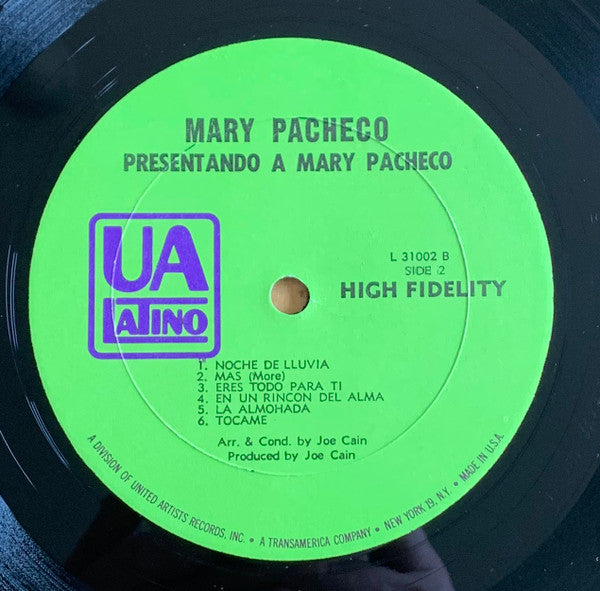 Mary Pacheco : Presentando A Mary Pacheco (LP, Album, Mono)