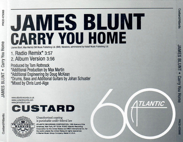 James Blunt : Carry You Home (CD, Single, Promo)