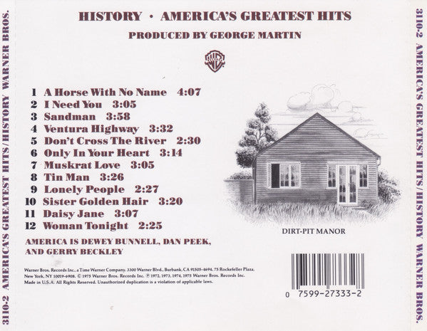 America (2) : History - America's Greatest Hits (CD, Comp, RE, RP)