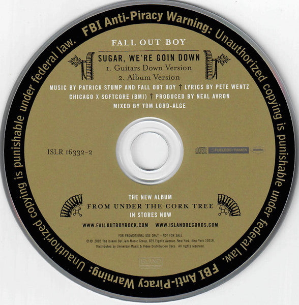 Fall Out Boy : Sugar, We're Goin Down (CD, Single, Promo)