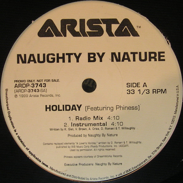 Naughty By Nature Featuring Phiness : Holiday (12", Promo)