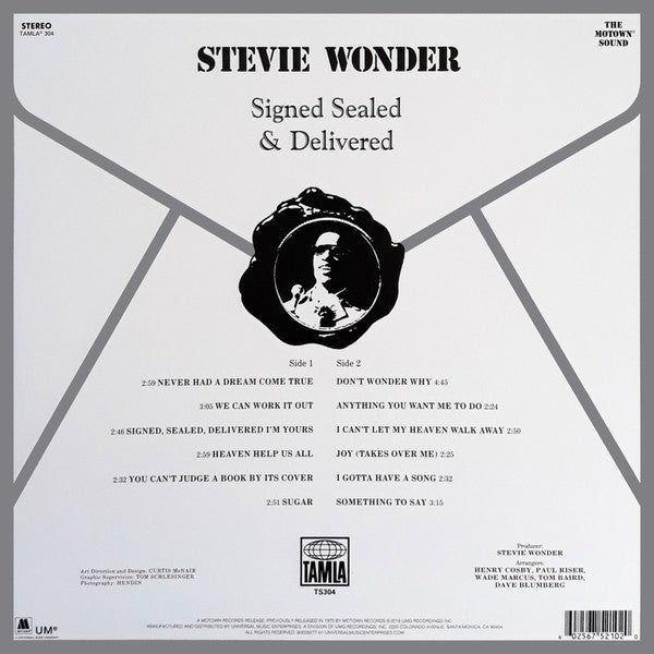Stevie Wonder : Signed Sealed & Delivered (LP, Album, RE)
