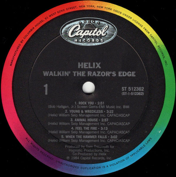 Helix (3) : Walkin' The Razor's Edge (LP, Album, Club)