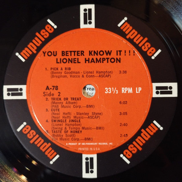 Lionel Hampton : You Better Know It!!! (LP, Album, Mono)