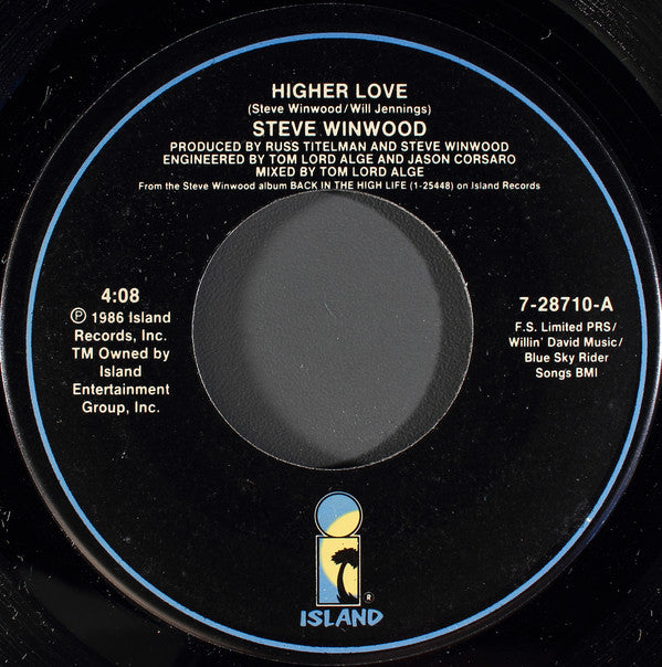 Steve Winwood : Higher Love (7", Single, Spe)
