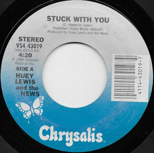 Huey Lewis & The News : Stuck With You (7", Single, Styrene)