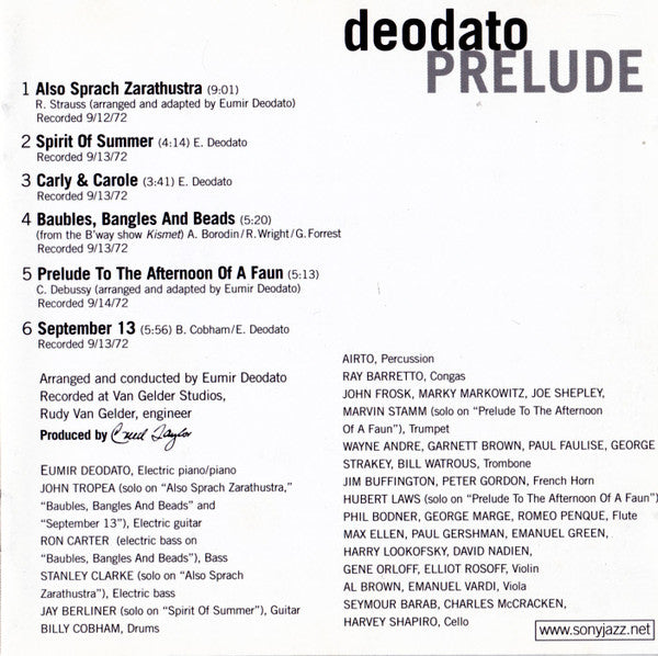 Eumir Deodato : Prelude (CD, Album, RE, RM, CD )