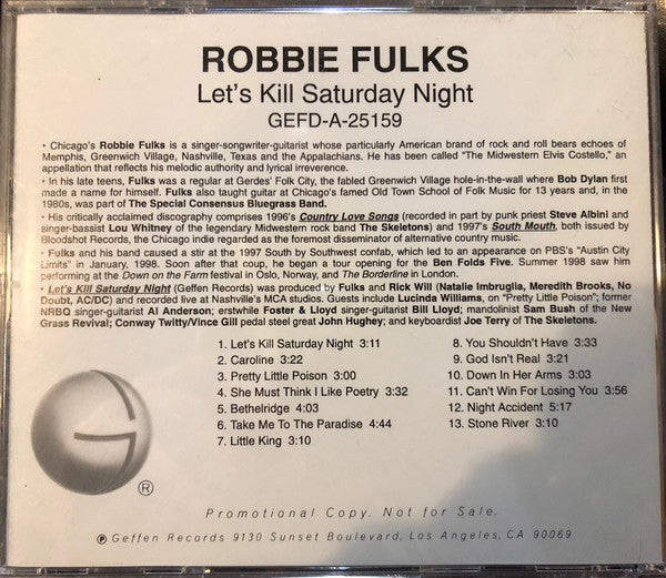 Robbie Fulks : Let's Kill Saturday Night (CD, Advance, Album, Promo)