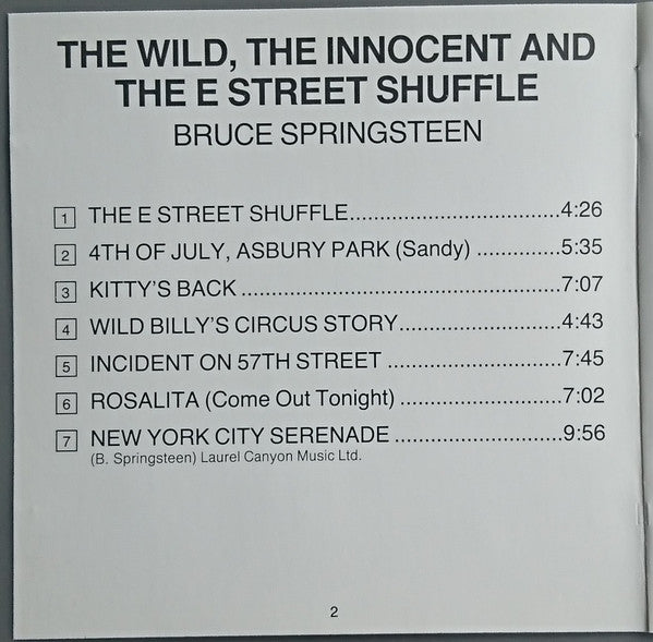 Bruce Springsteen : The Wild, The Innocent & The E Street Shuffle (CD, Album, RE)