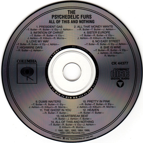 The Psychedelic Furs : All Of This And Nothing (CD, Comp, Pit)