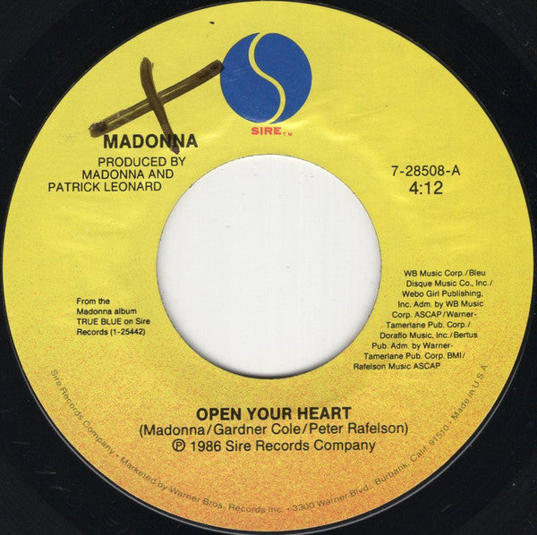 Madonna : Open Your Heart (7", Single, Styrene, All)