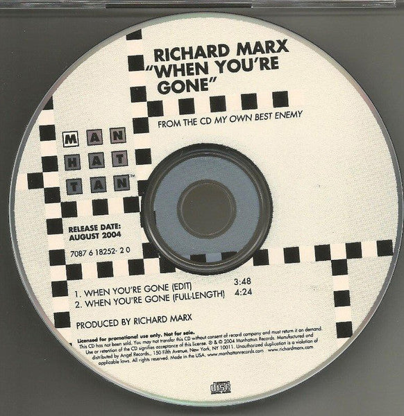 Richard Marx : When You’re Gone  (CD, Single, Promo)