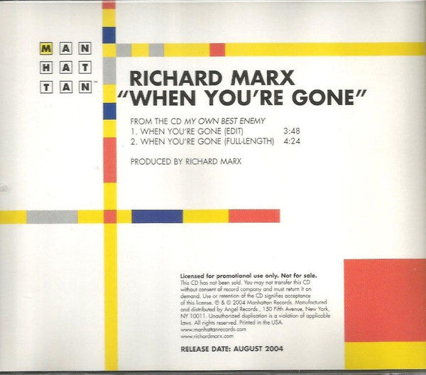 Richard Marx : When You’re Gone  (CD, Single, Promo)