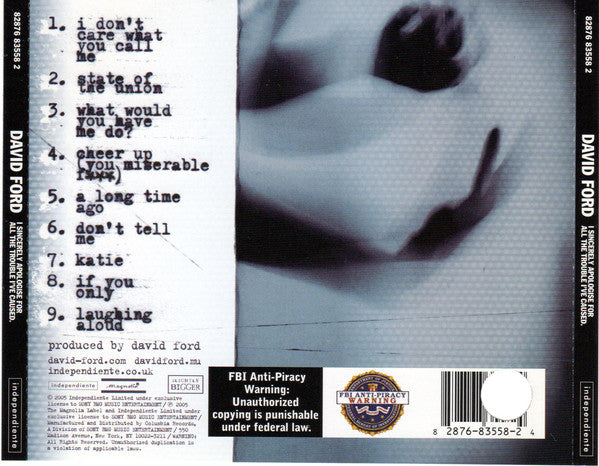David Ford (3) : I Sincerely Apologise For All The Trouble I've Caused. (CD, Album)