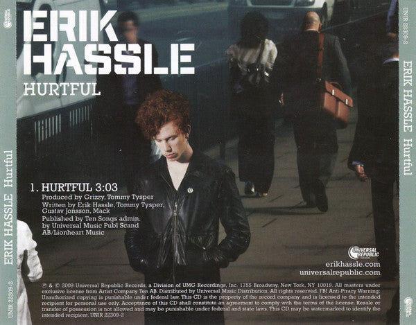Erik Hassle : Hurtful (CD, Single, Promo)