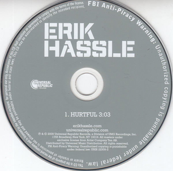 Erik Hassle : Hurtful (CD, Single, Promo)