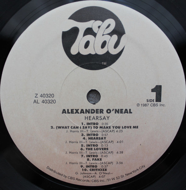 Alexander O'Neal : Hearsay (LP, Album, Hub)