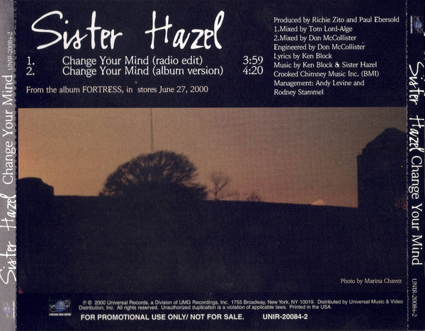 Sister Hazel : Change Your Mind (CD, Single, Promo)