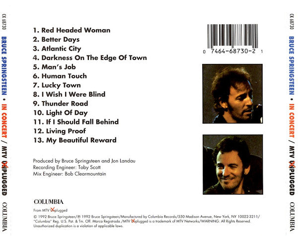 Bruce Springsteen : In Concert / MTV Plugged (CD, Album, RE)