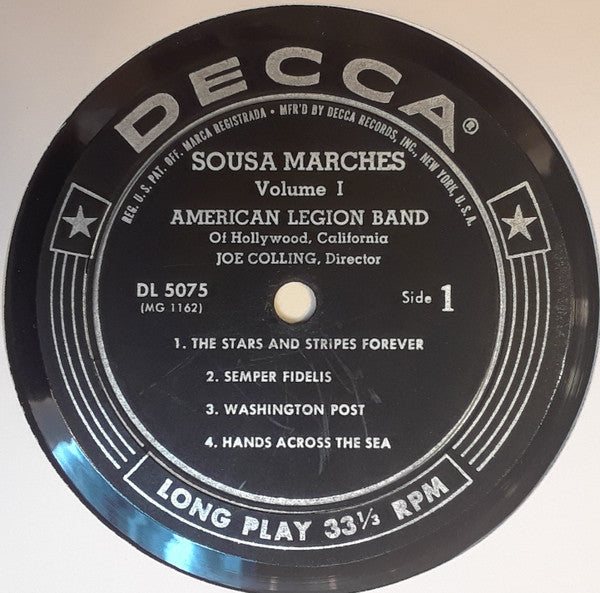 American Legion Band, Joe Colling : Sousa Marches Volume One (10", Album, RE)